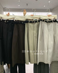 20q14 Wool–khaki blend cropped trousers with belt