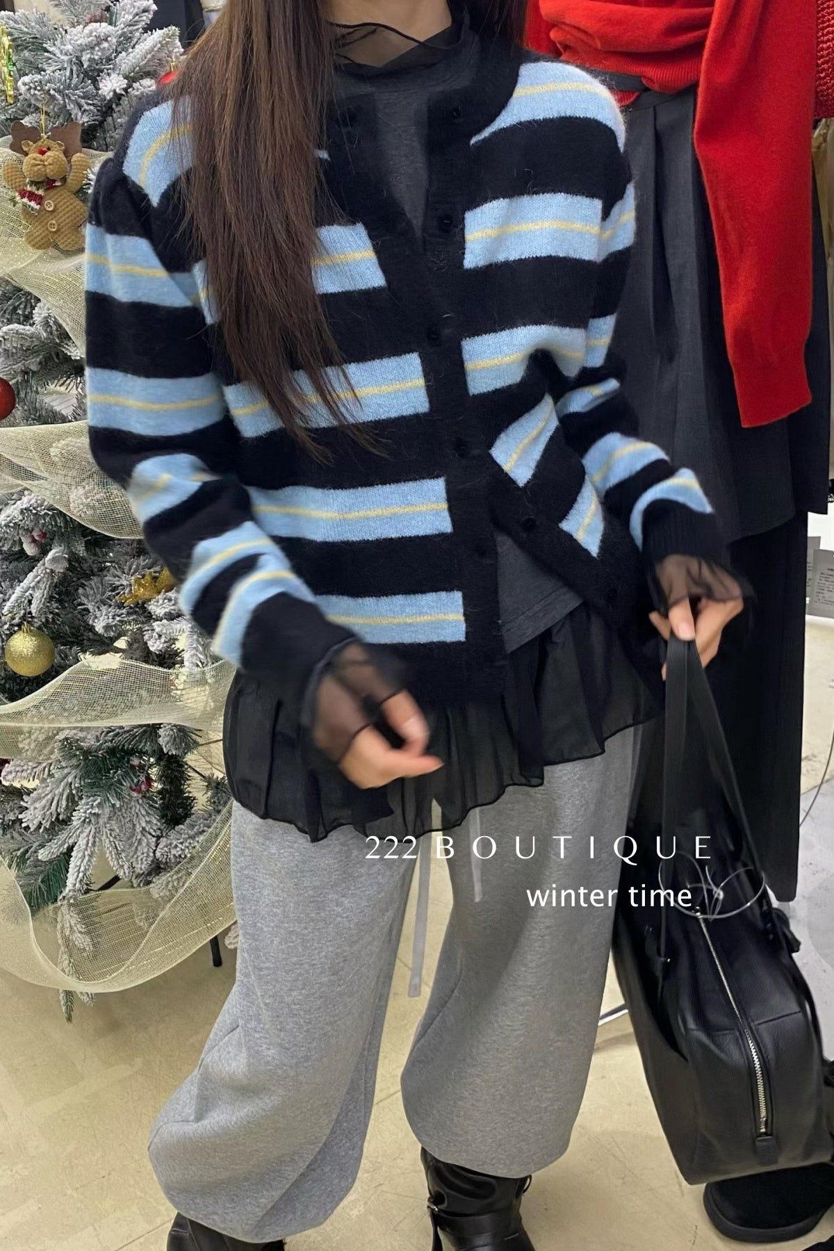 21a9 Striped cashmere cardigan