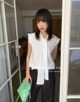 12a5 Sleeveless bow-tie blouse – lightweight crepe