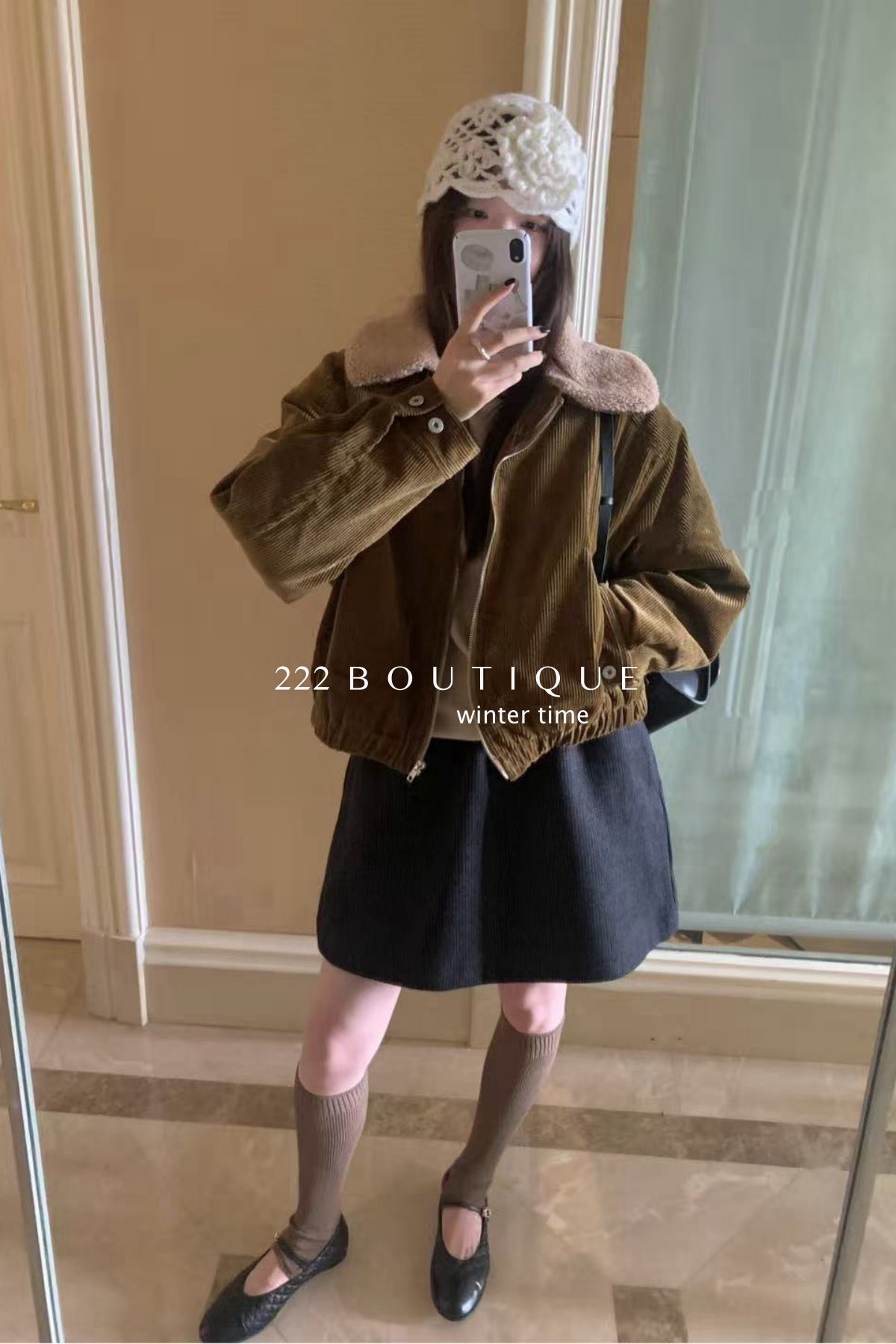 20a52 Velvet fleece jacket with fur collar