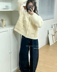 18a94 Thick knit floral cardigan