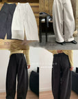 18q39 Basic cream baggy wool pants