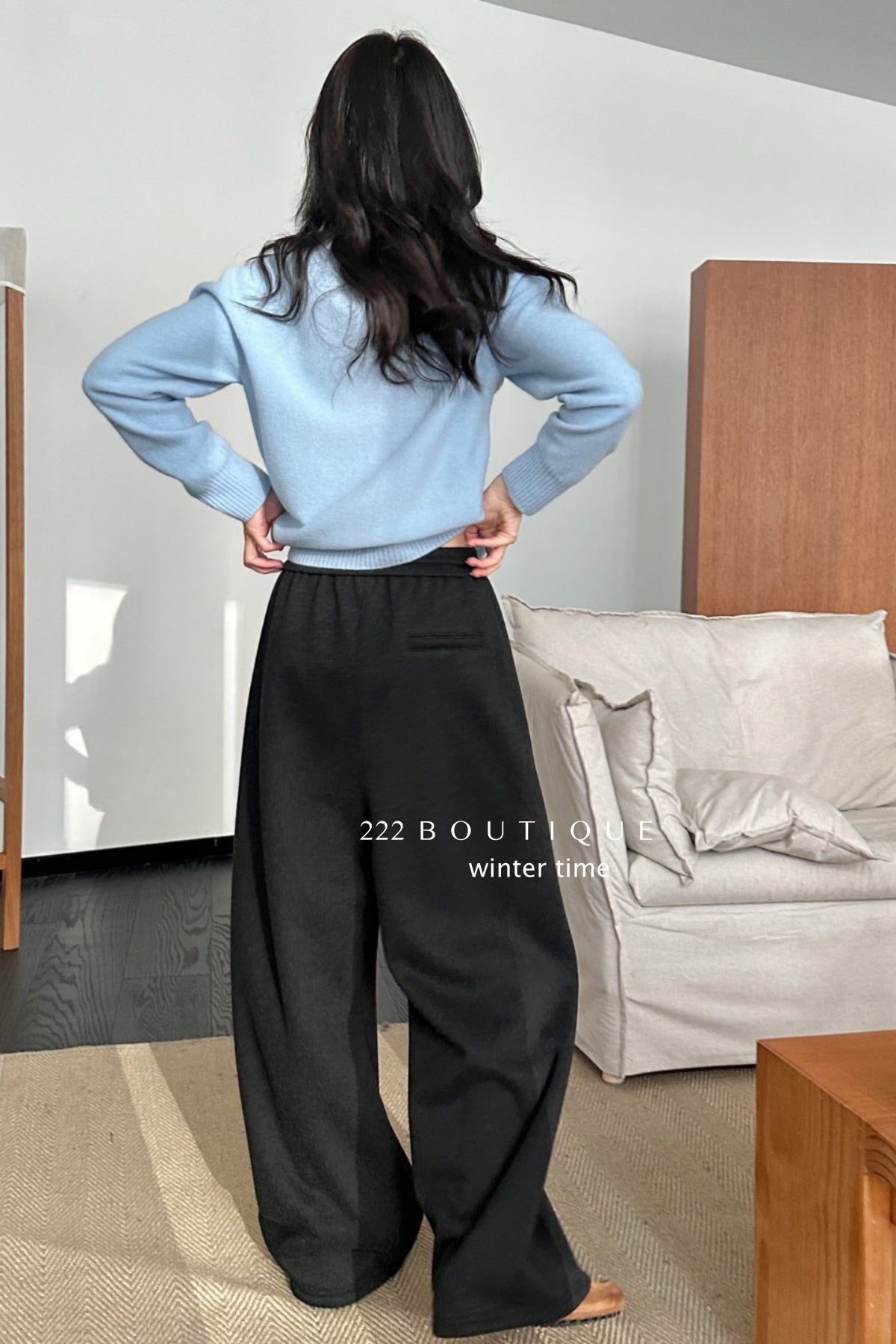 19q25 Cotton fleece straight-leg pants