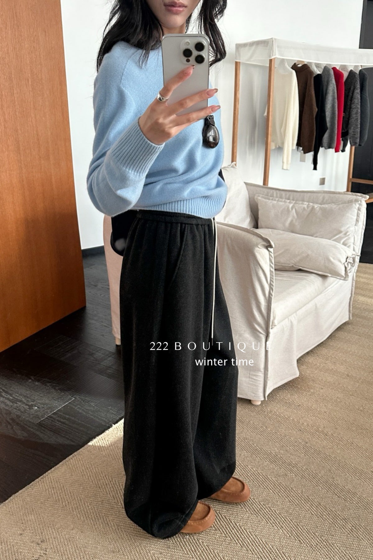 19q25 Cotton fleece straight-leg pants