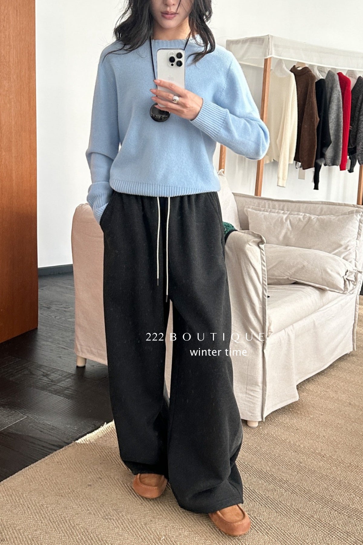 19q25 Cotton fleece straight-leg pants