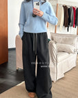 19q25 Cotton fleece straight-leg pants