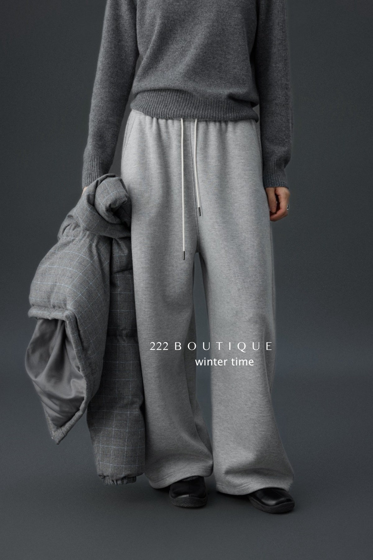 19q25 Cotton fleece straight-leg pants