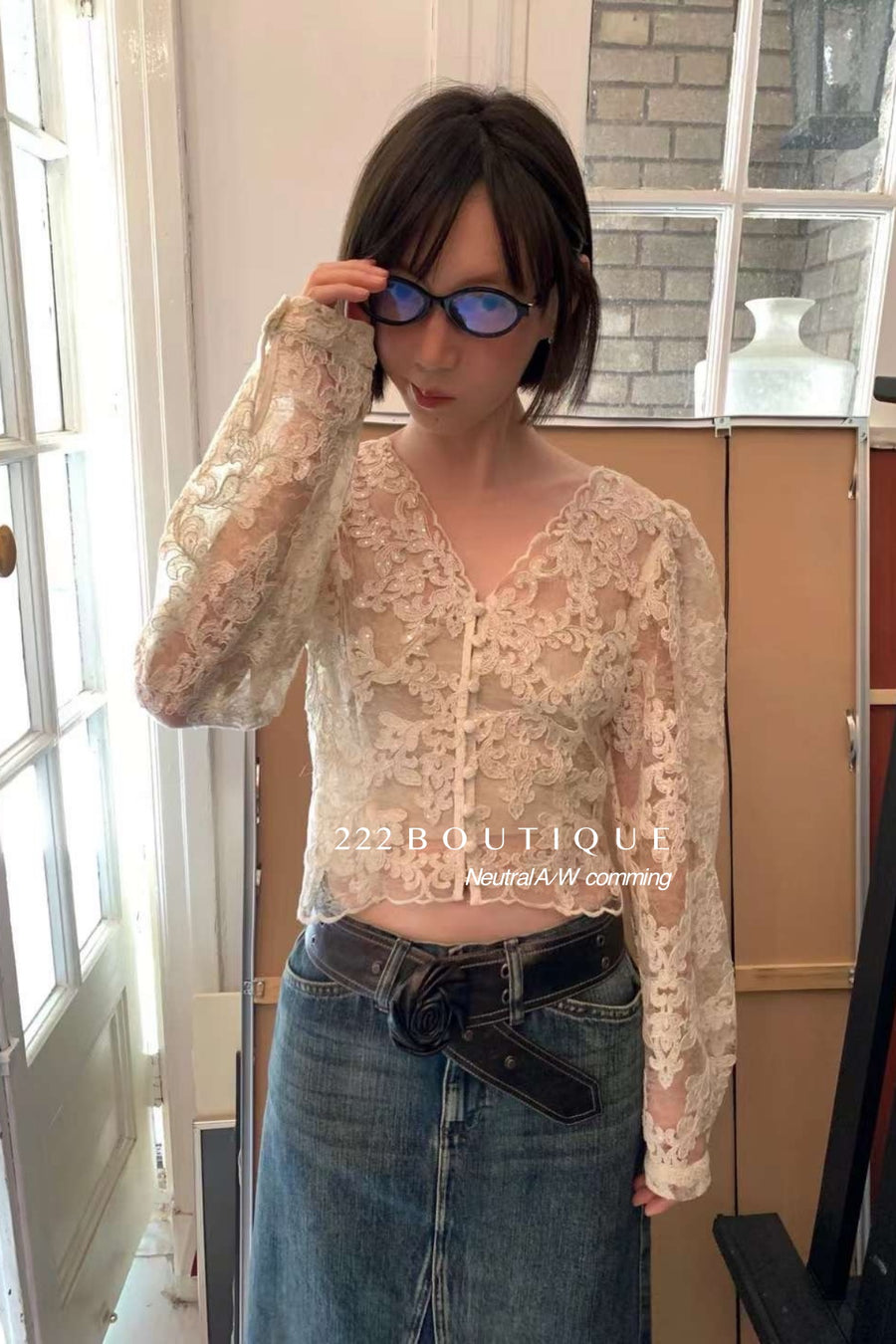 pearl lace shirt - 94a69