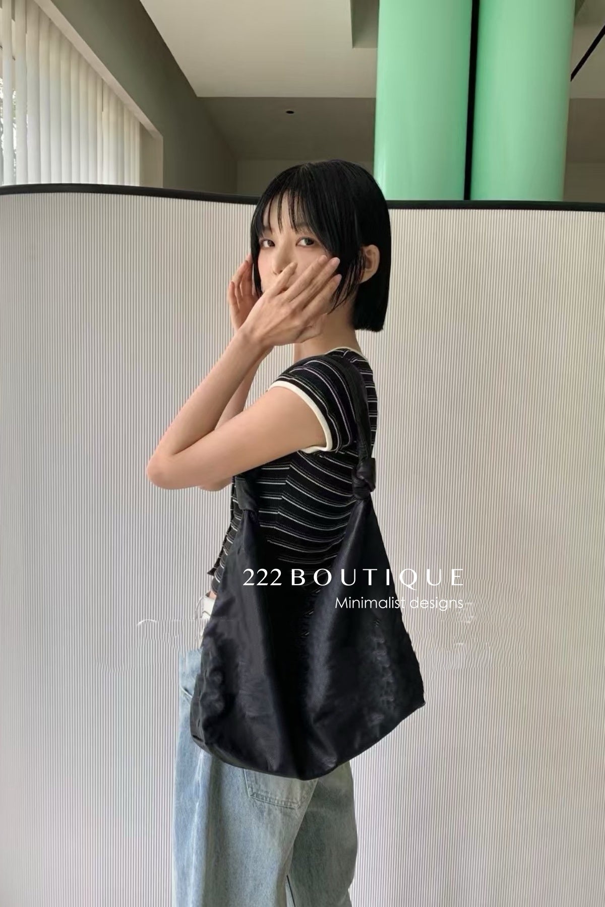 12a7 Striped ribbed top – contrast trim