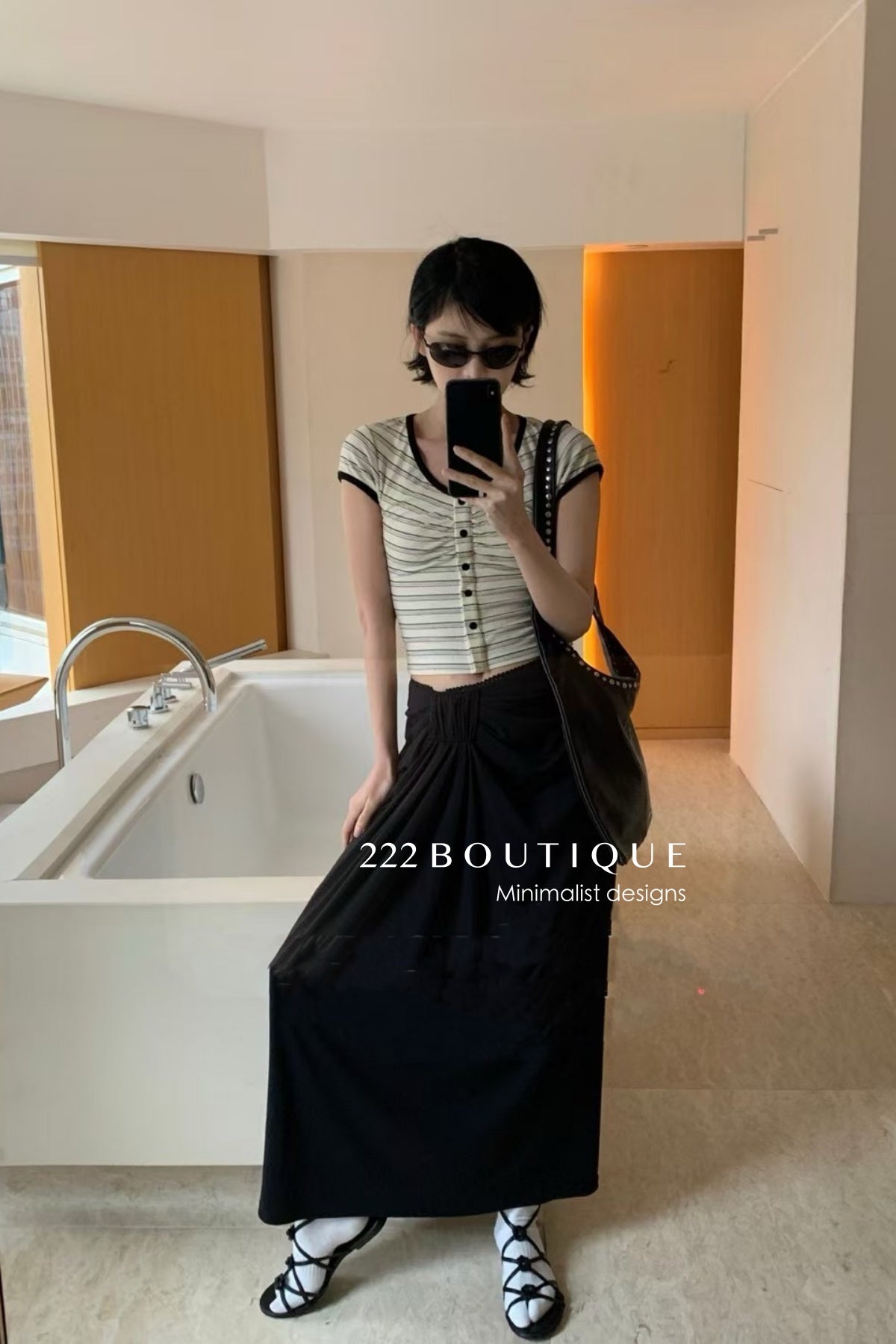 12a7 Striped ribbed top – contrast trim
