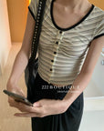 12a7 Striped ribbed top – contrast trim
