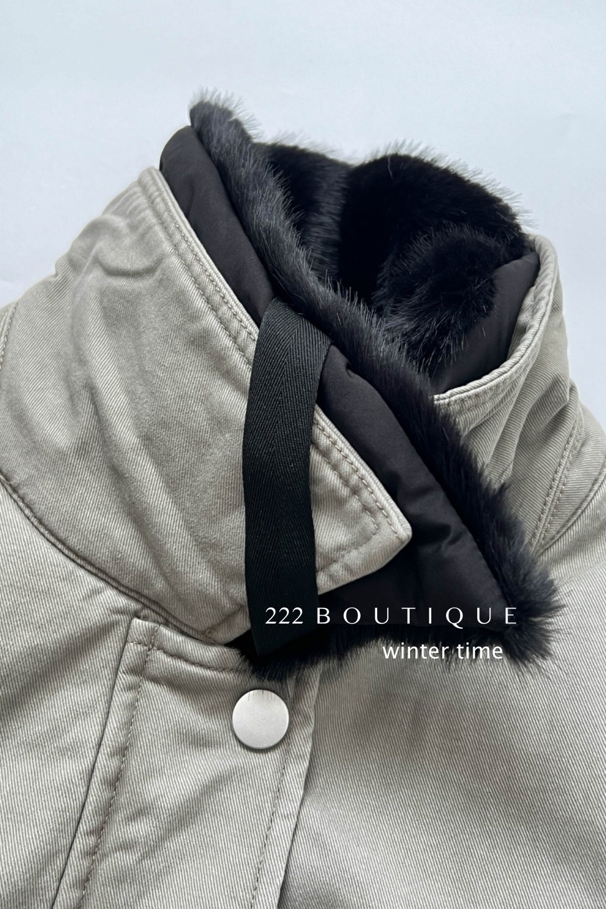 20a129 Basic puffer jacket with fur-trim collar