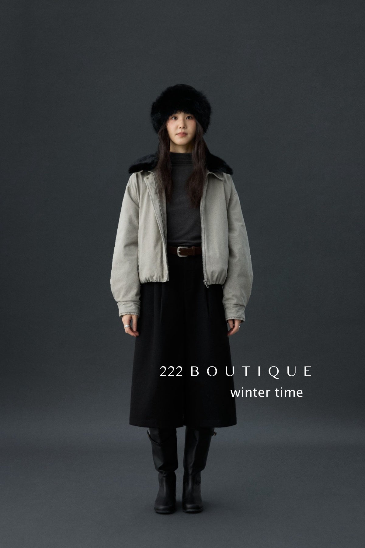 20a129 Basic puffer jacket with fur-trim collar