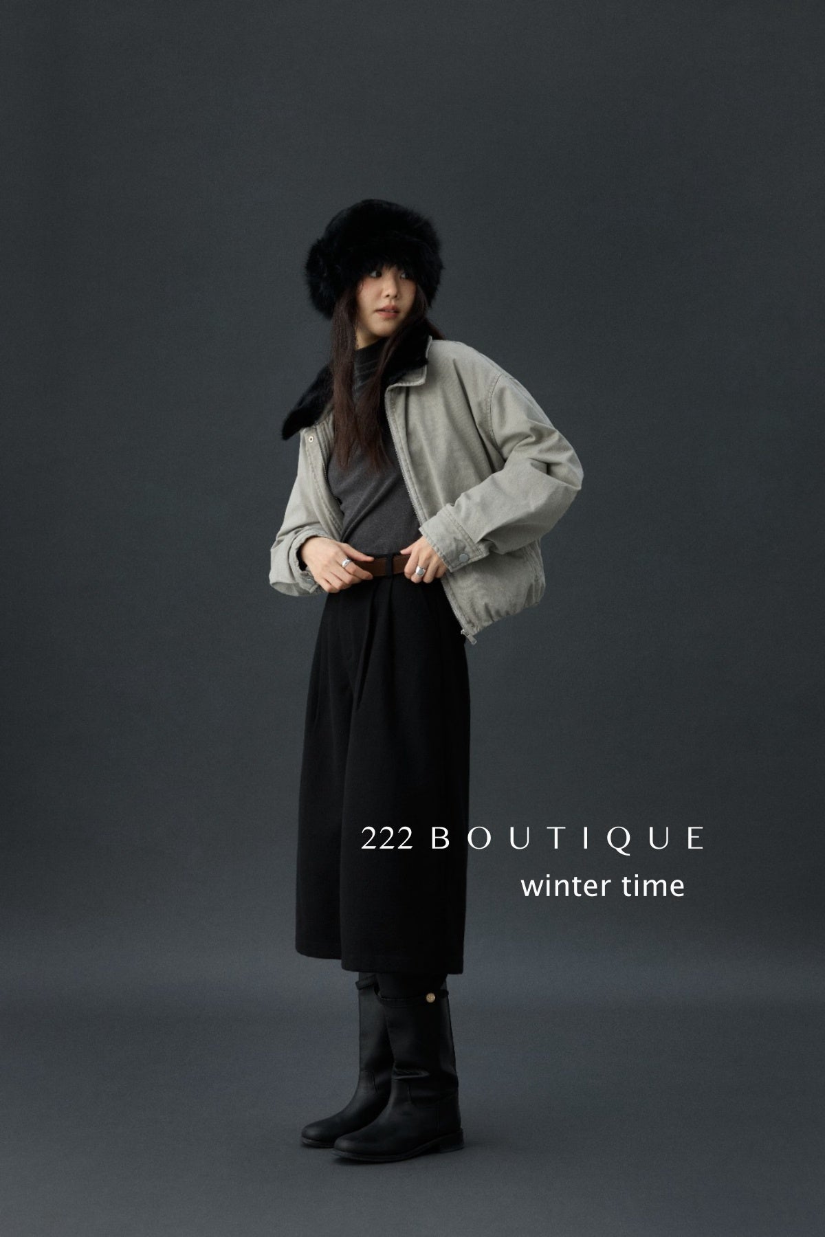 20a129 Basic puffer jacket with fur-trim collar