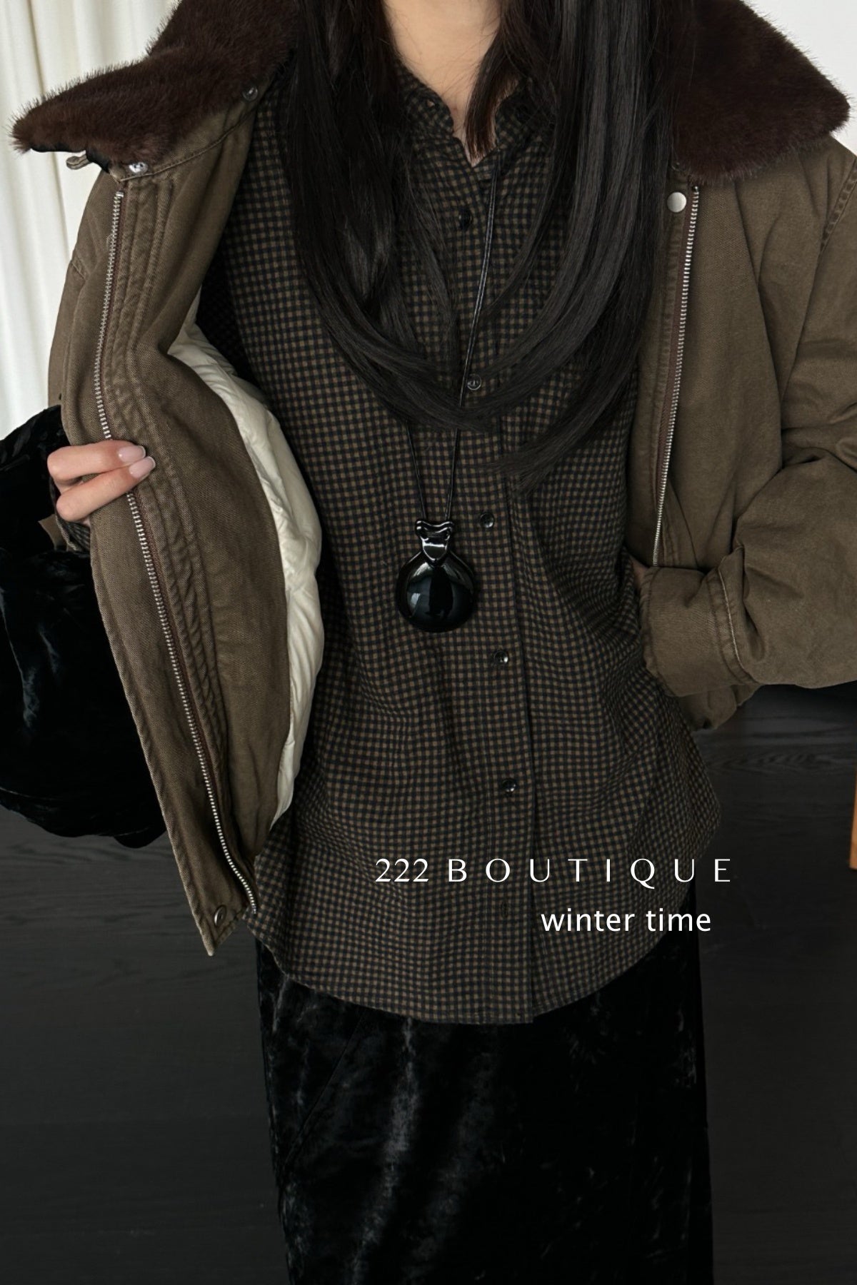 20a129 Basic puffer jacket with fur-trim collar