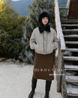 20a129 Basic puffer jacket with fur-trim collar