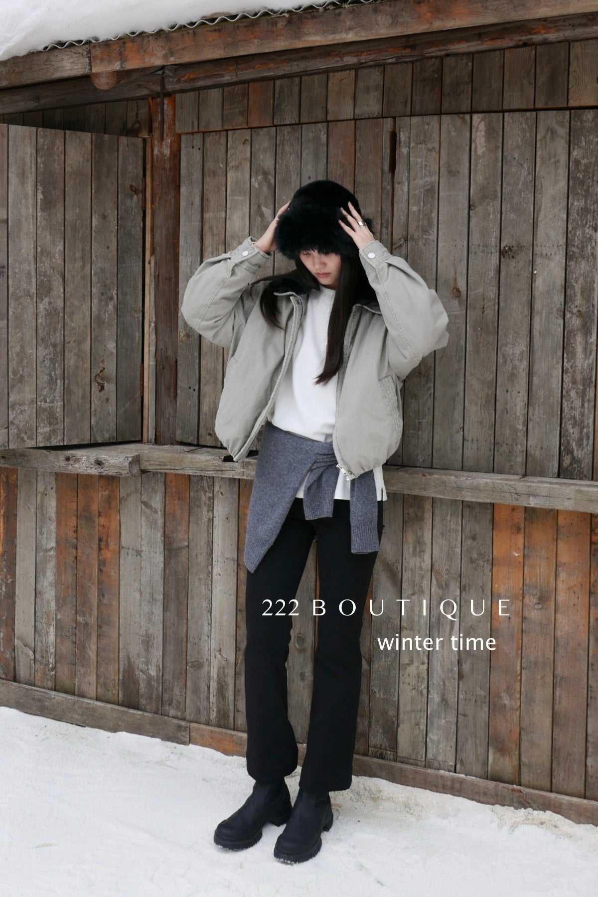 20a129 Basic puffer jacket with fur-trim collar