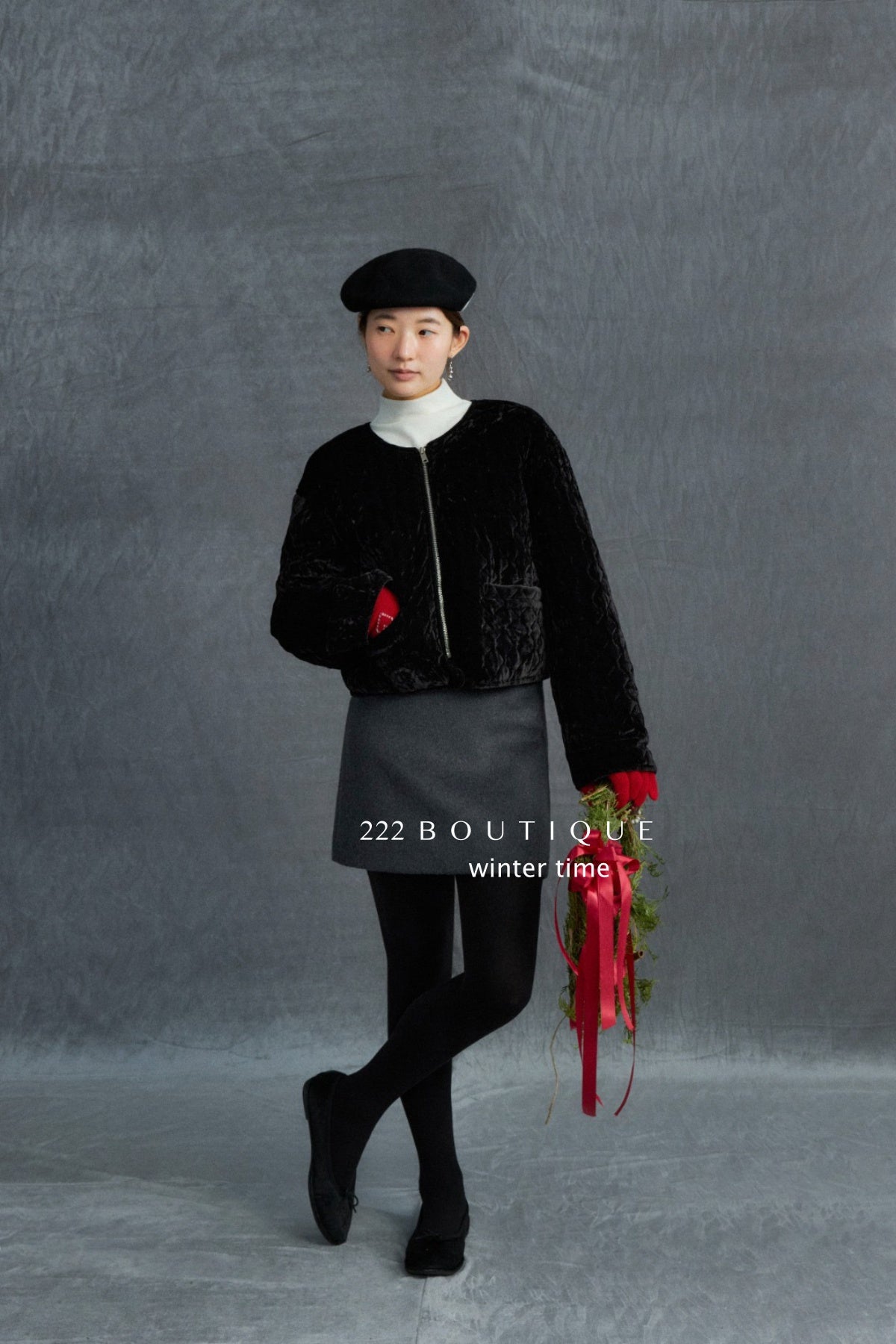 19a61 Velvet quilted puffer jacket
