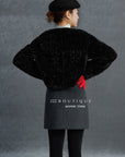 19a61 Velvet quilted puffer jacket