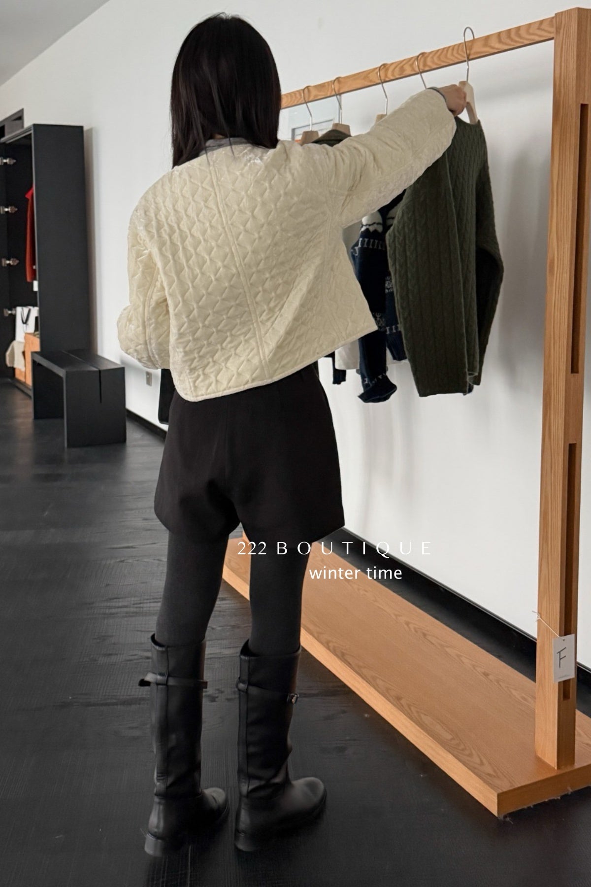 19a61 Velvet quilted puffer jacket