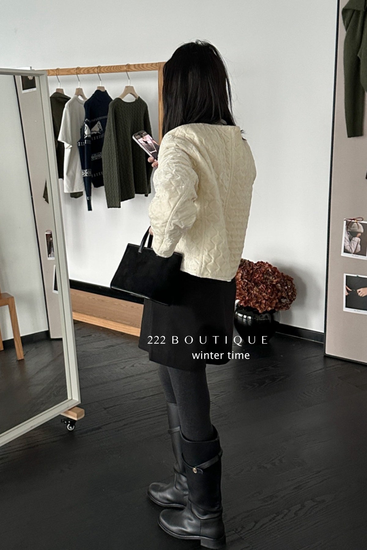 19a61 Velvet quilted puffer jacket