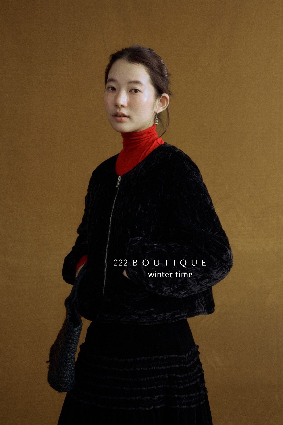 19a61 Velvet quilted puffer jacket