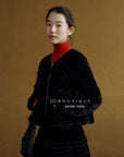 19a61 Velvet quilted puffer jacket