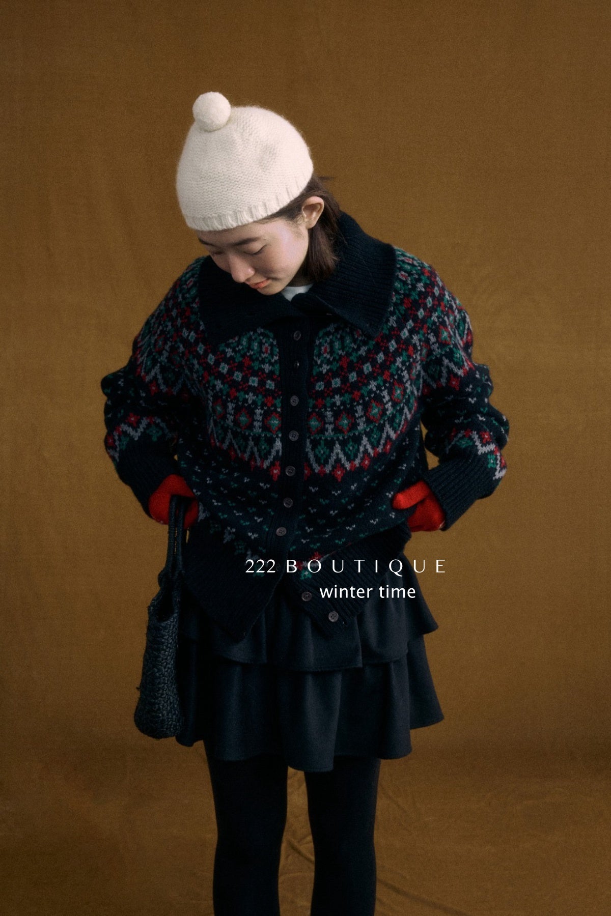 19v13 Wool tiered mini skirt