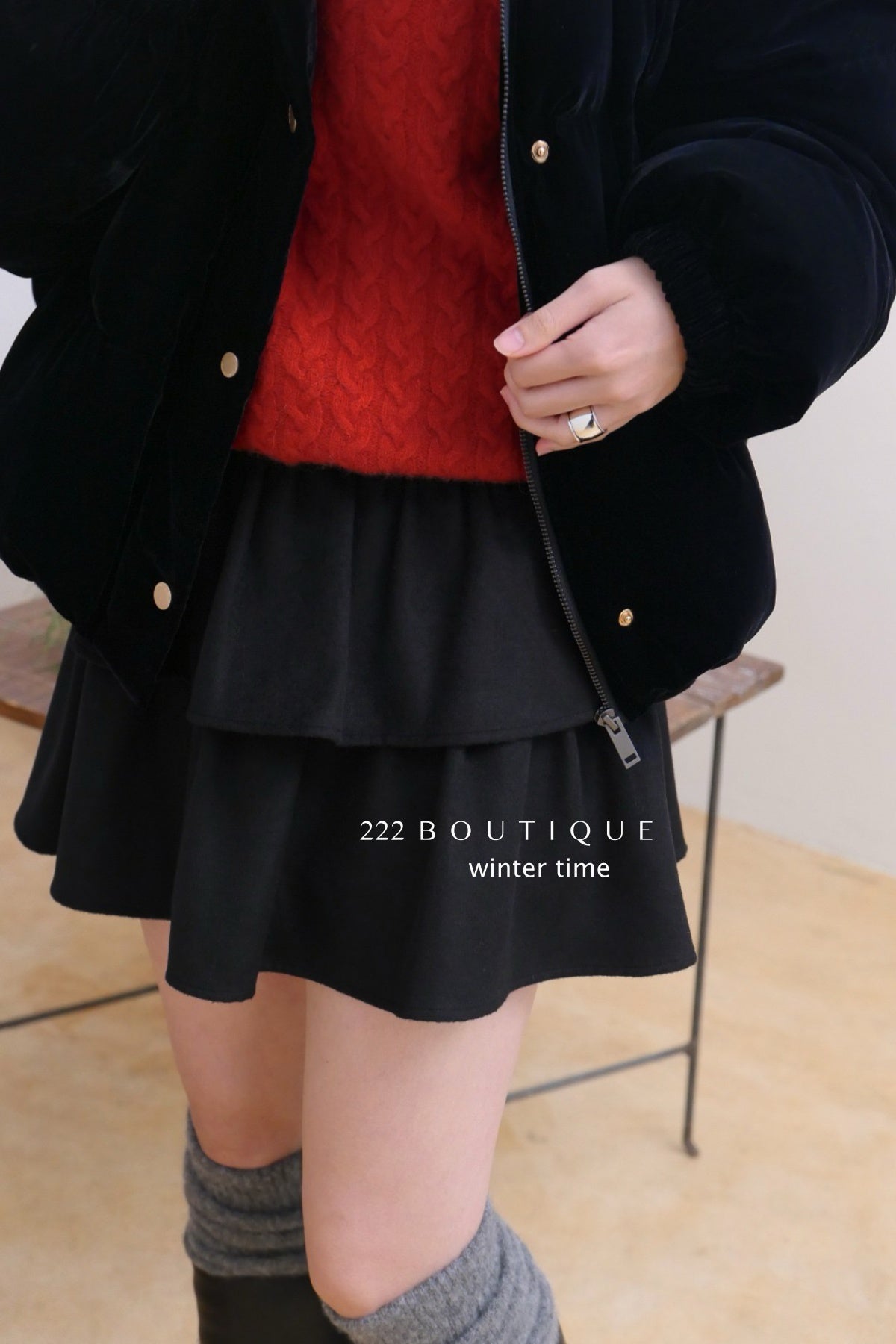 19v13 Wool tiered mini skirt