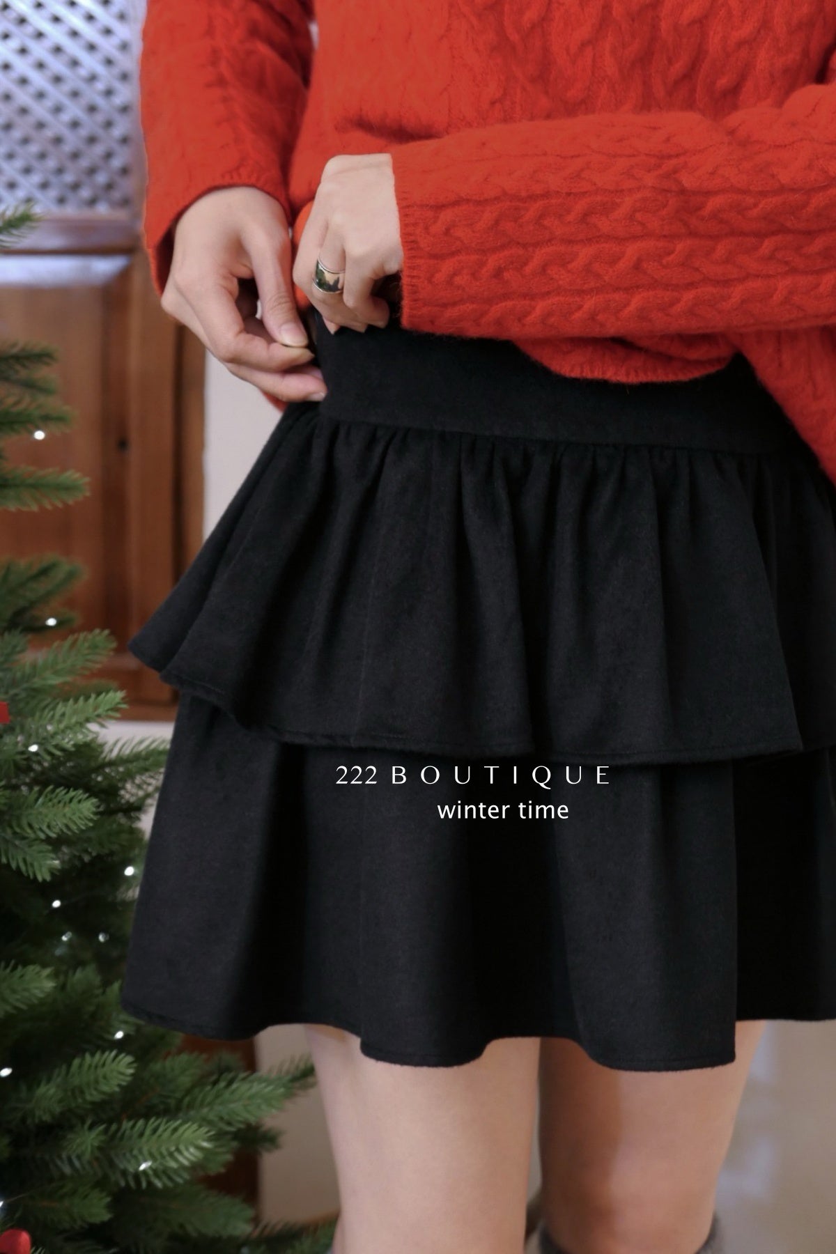 19v13 Wool tiered mini skirt