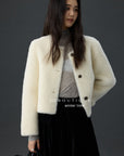 19a115 Fur round-neck jacket