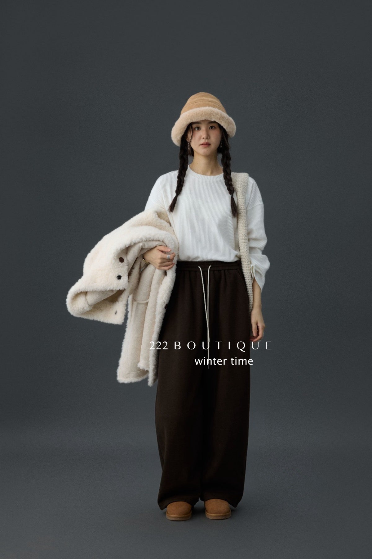 19q25 Cotton fleece straight-leg pants