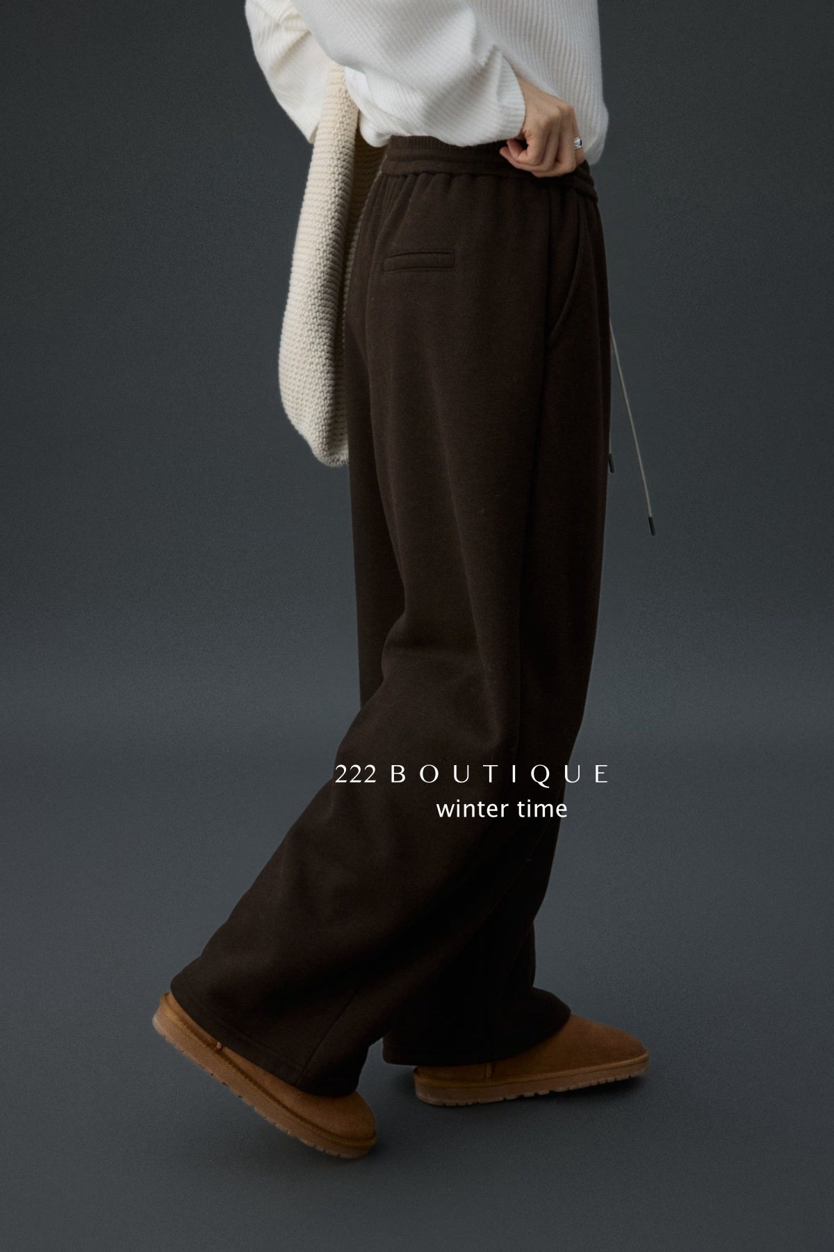 19q25 Cotton fleece straight-leg pants
