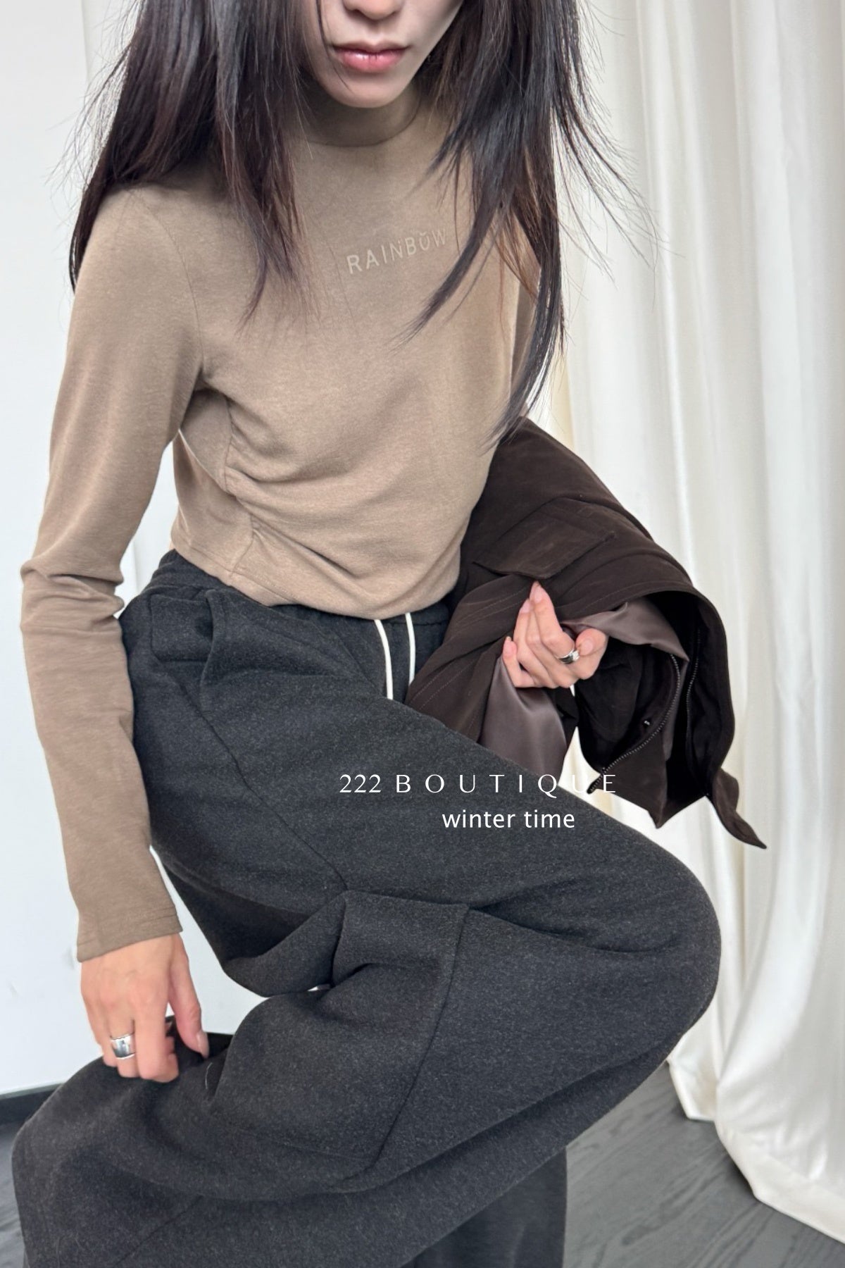 19q25 Cotton fleece straight-leg pants