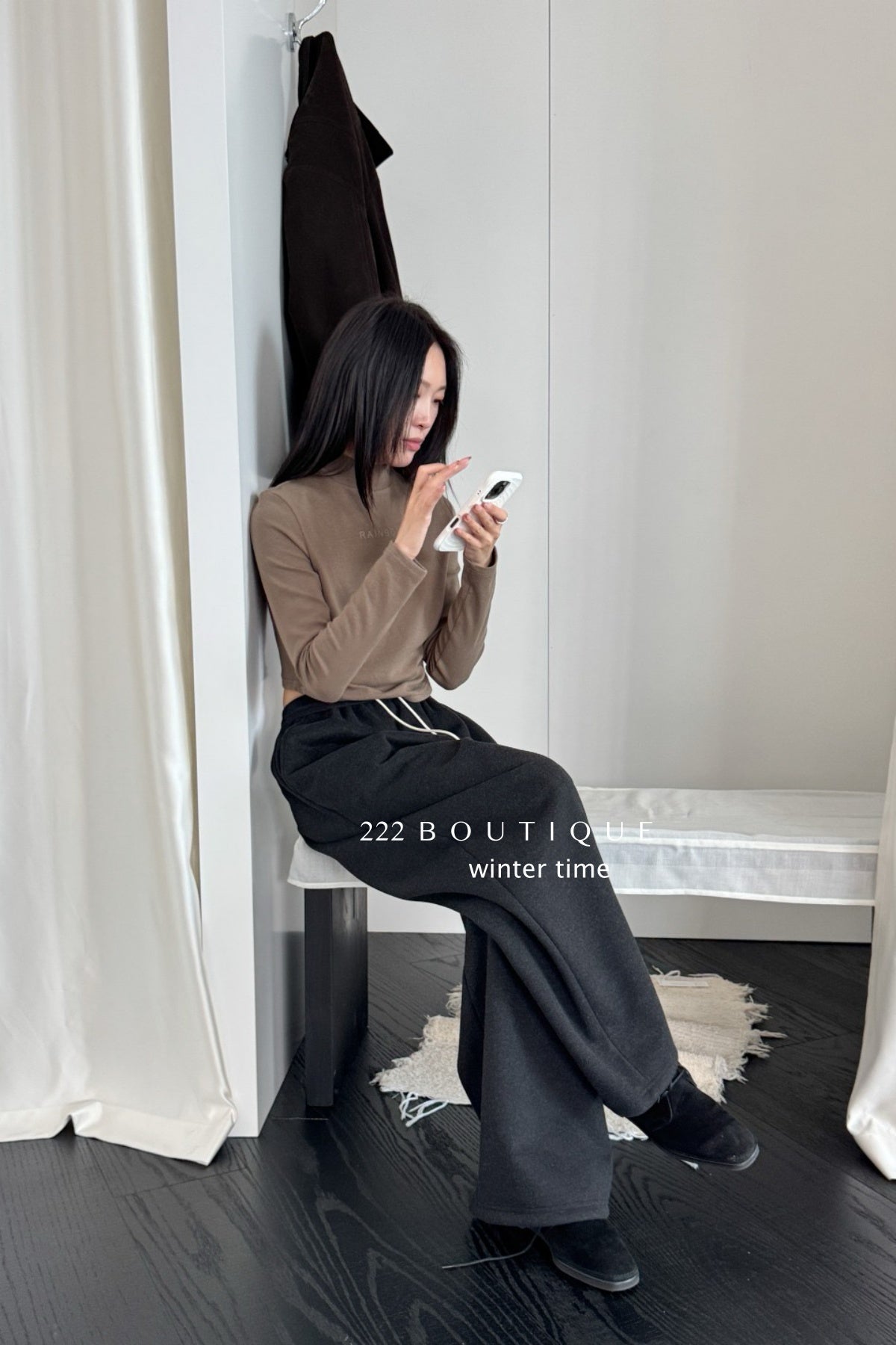 19q25 Cotton fleece straight-leg pants
