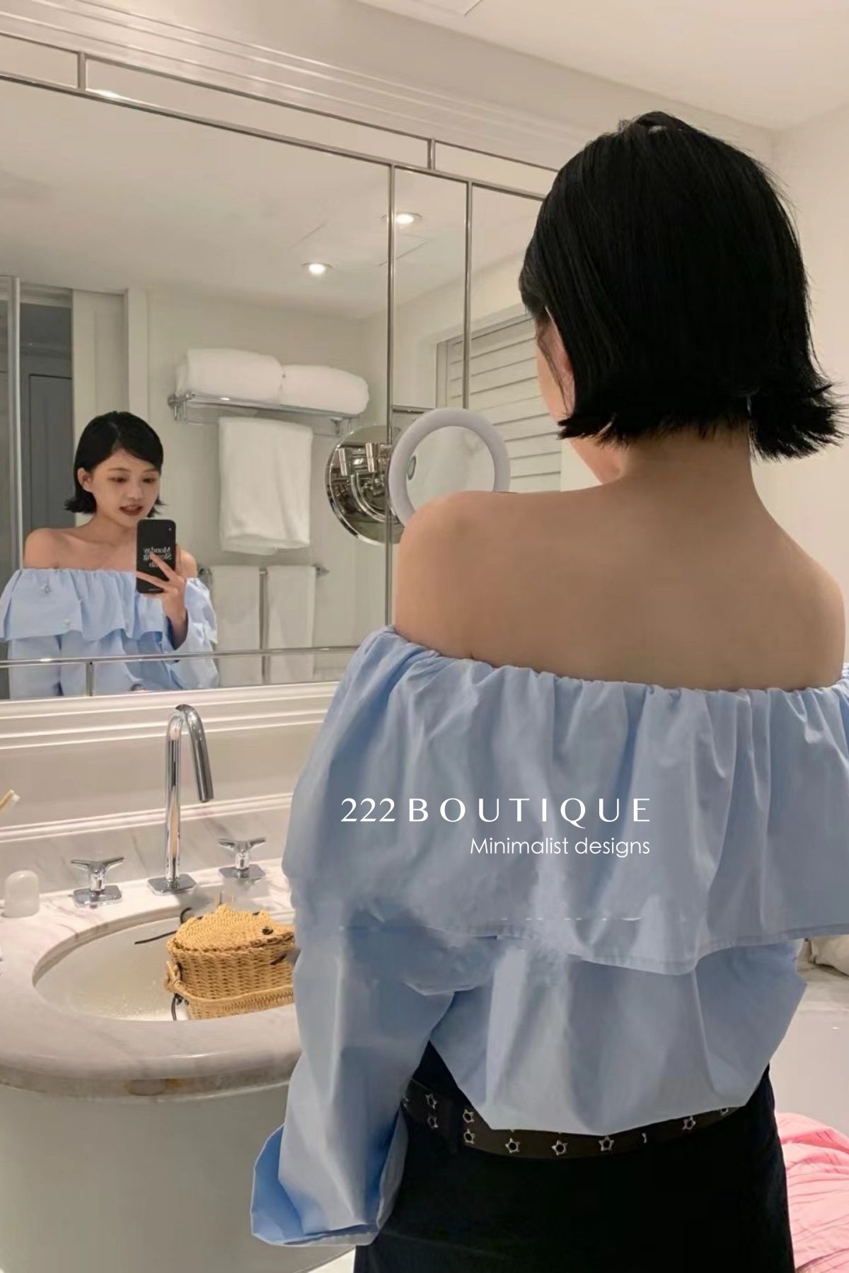12a4 Off-shoulder ruffle blouse – embroidered cotton