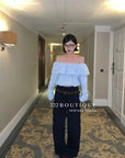 12a4 Off-shoulder ruffle blouse – embroidered cotton