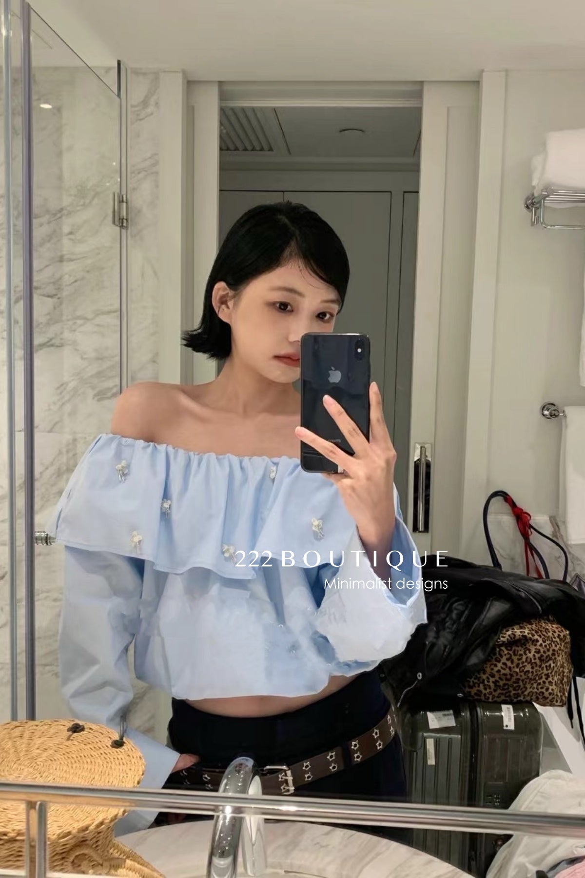 12a4 Off-shoulder ruffle blouse – embroidered cotton