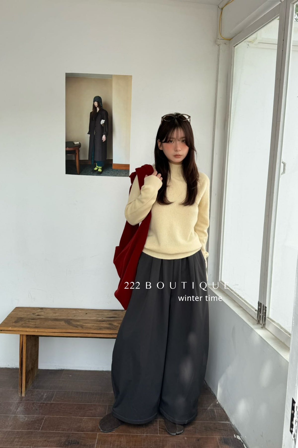 19q22 Cashmere blend cropped straight-leg pants