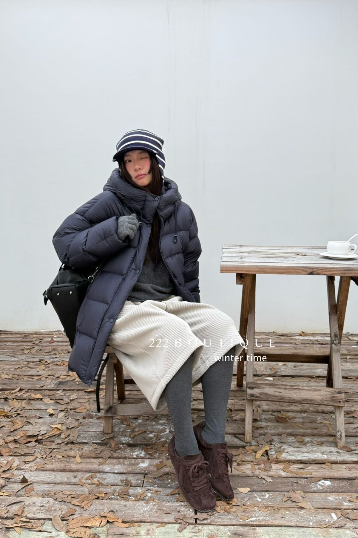 19a51 Long puffer coat