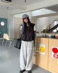 19q9 Grey straight-leg elastic-waist sweatpants