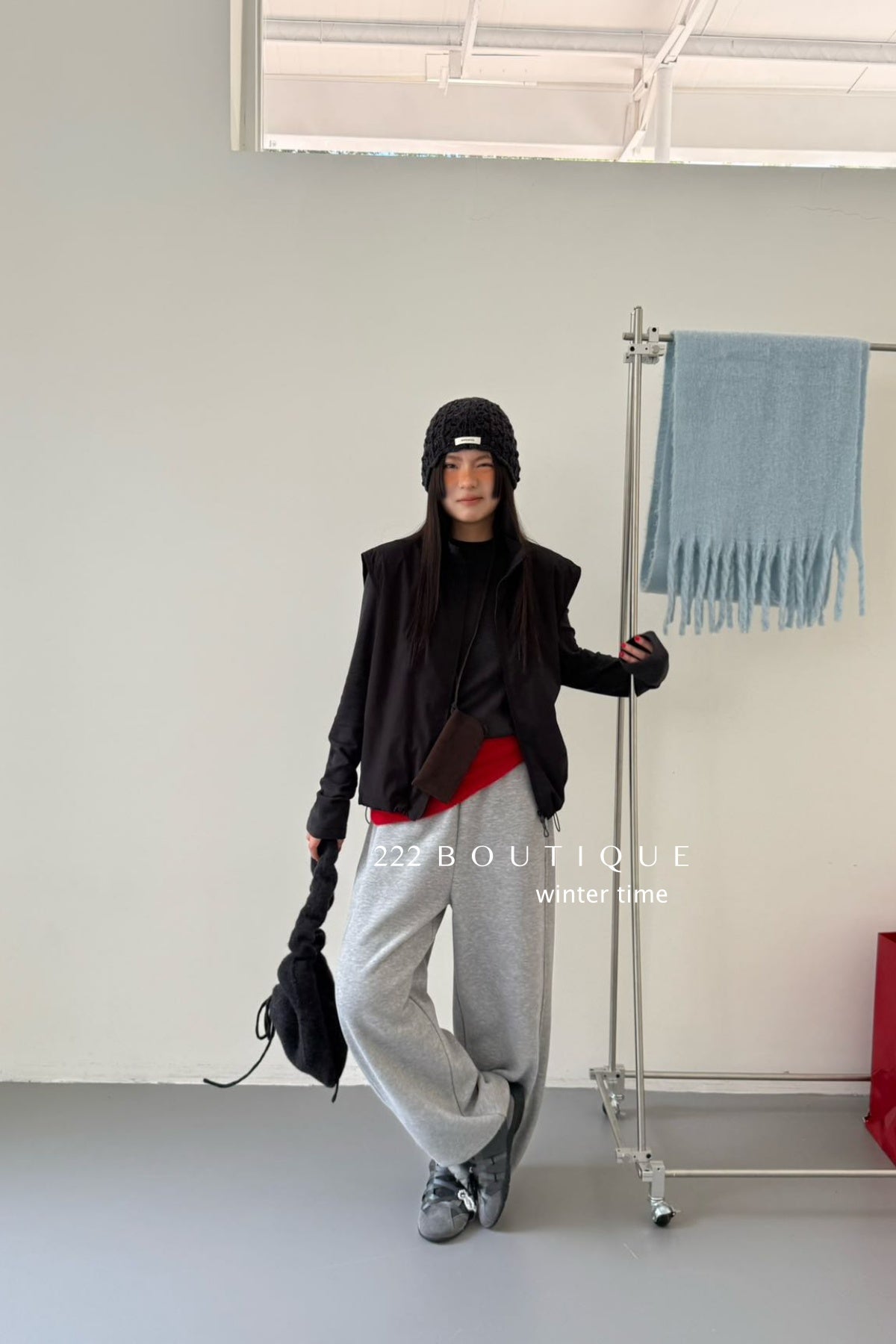 19q9 Grey straight-leg elastic-waist sweatpants