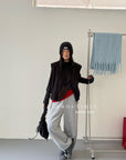 19q9 Grey straight-leg elastic-waist sweatpants