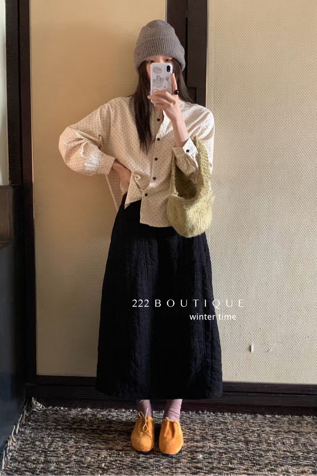 18a86 Polka-dot wool shirt
