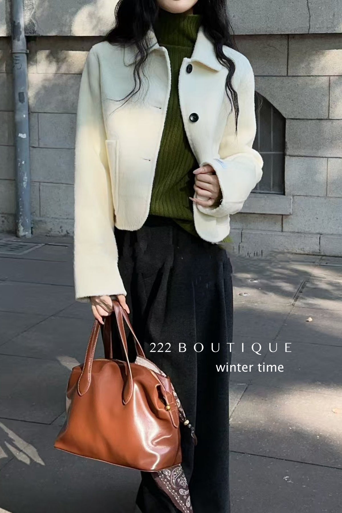 20a117 Hand-stitched cashmere wool coat