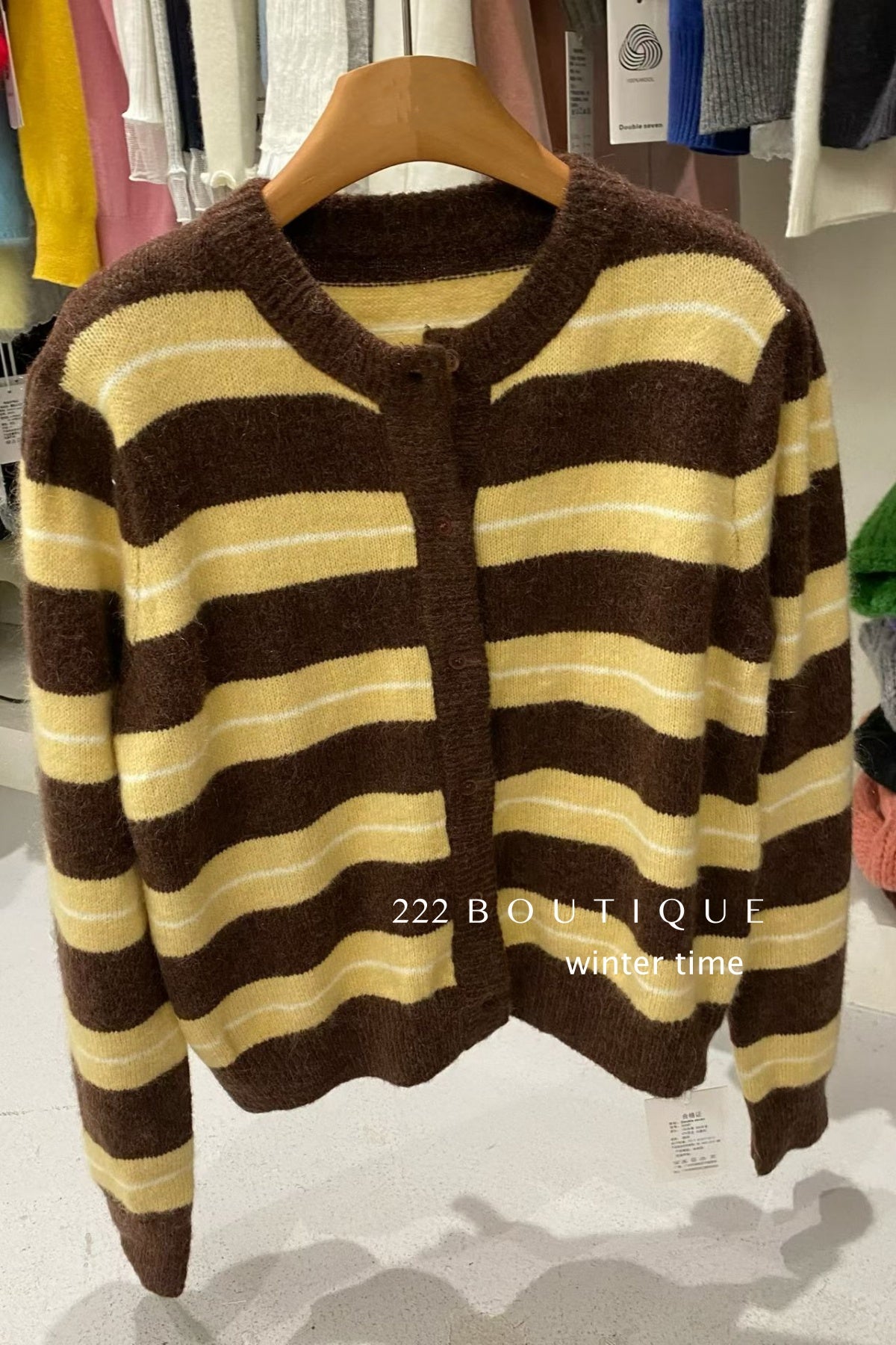 21a9 Striped cashmere cardigan