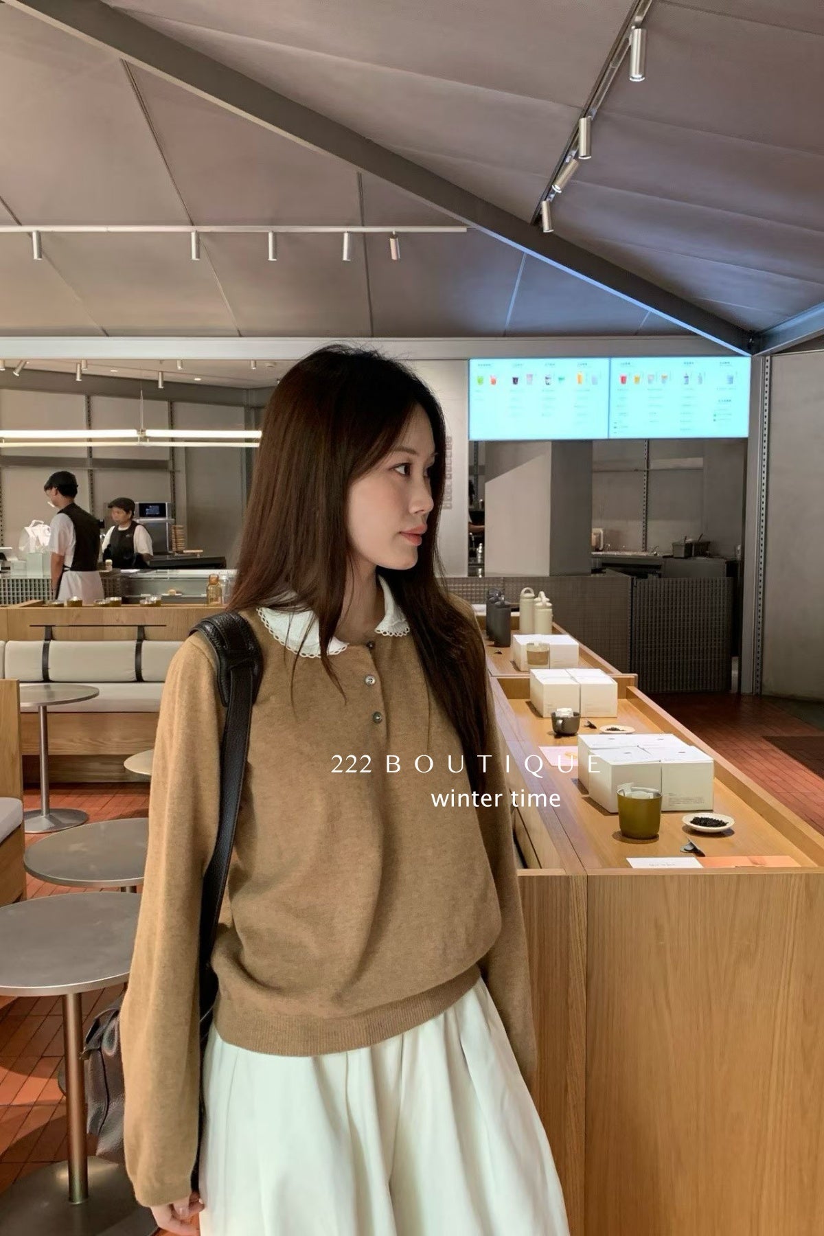 19a98 Cashmere knit shirt-collar top