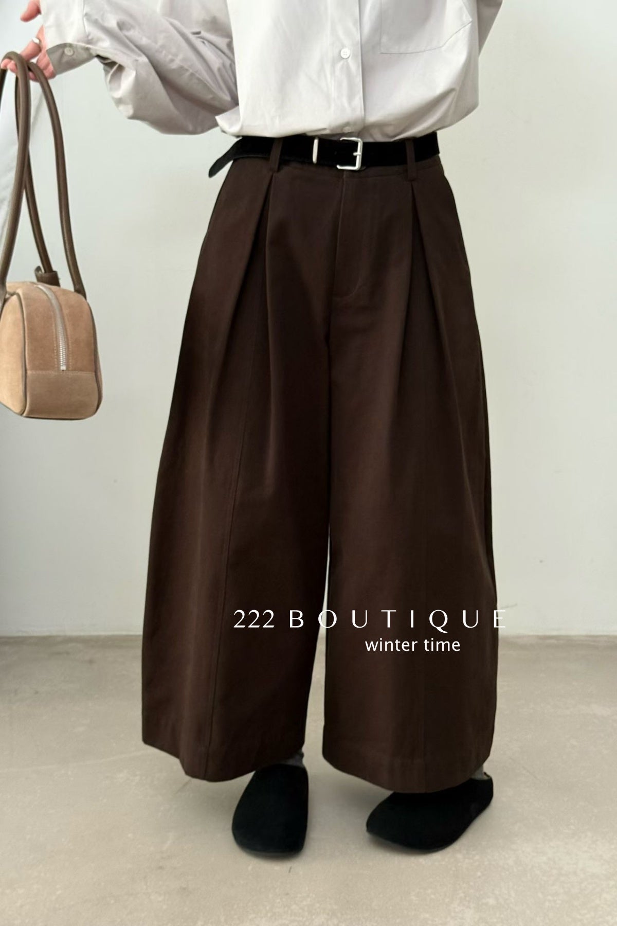 20q14 Wool–khaki blend cropped trousers with belt