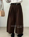 20q14 Wool–khaki blend cropped trousers with belt
