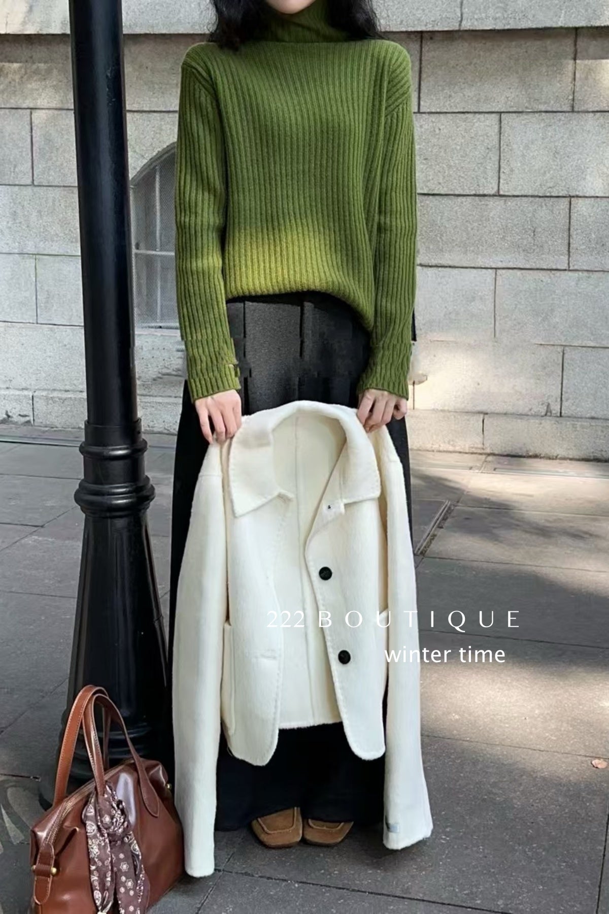 20a117 Hand-stitched cashmere wool coat